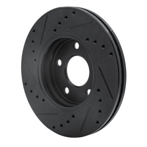 Chevrolet Malibu Brake Rotor (1) - Front Right - R1 Concepts - Drilled & Slotted - Black - `04-`08